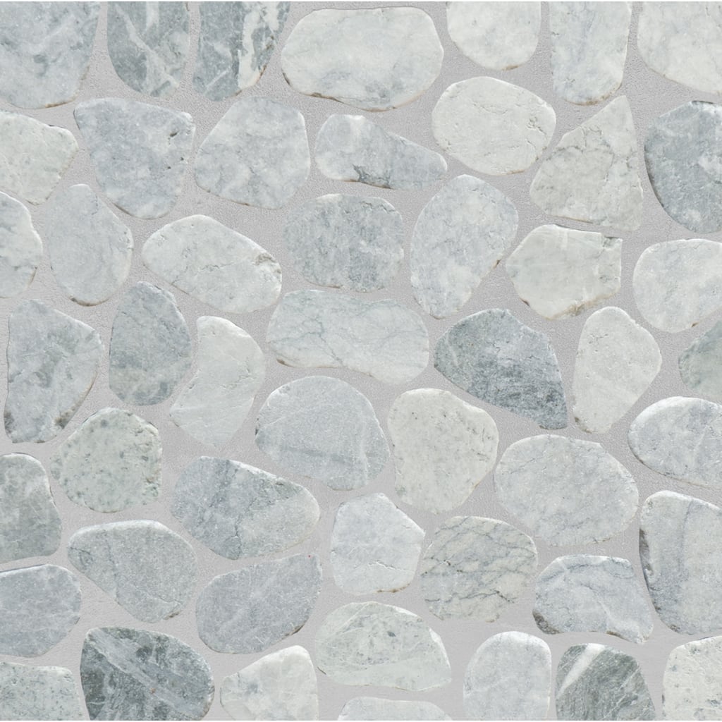 Ice Glacier Sliced Pebble Mosaic, Backsplash Kitchen Walls, Shower and Bathroom Floors 12" X 12" (5 Sqft per case)