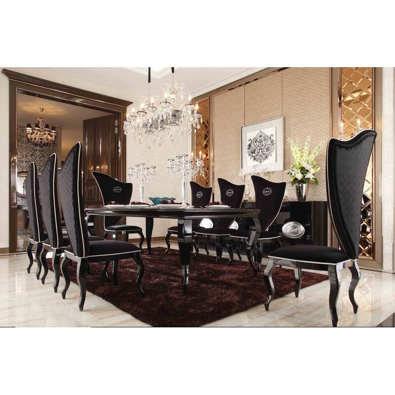 A&X Sovereign Transitional Black Fabric Chair (Set of 2)