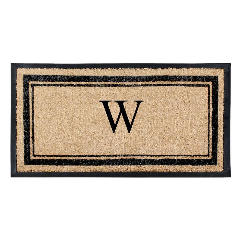 A1HC Picture Frame Natural Rubber & Coir Large Monogrammed Doormat 24"x48" - W