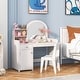 preview thumbnail 3 of 20, Costway Kid Vanity Table Chair Set 2-Color LED Lights Large Drawer - See Details