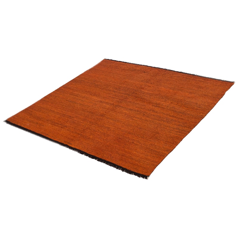 ECARPETGALLERY Flat-Weave Natural Burnt Orange Wool Tapestry Kilim - 6'6 x 6'4