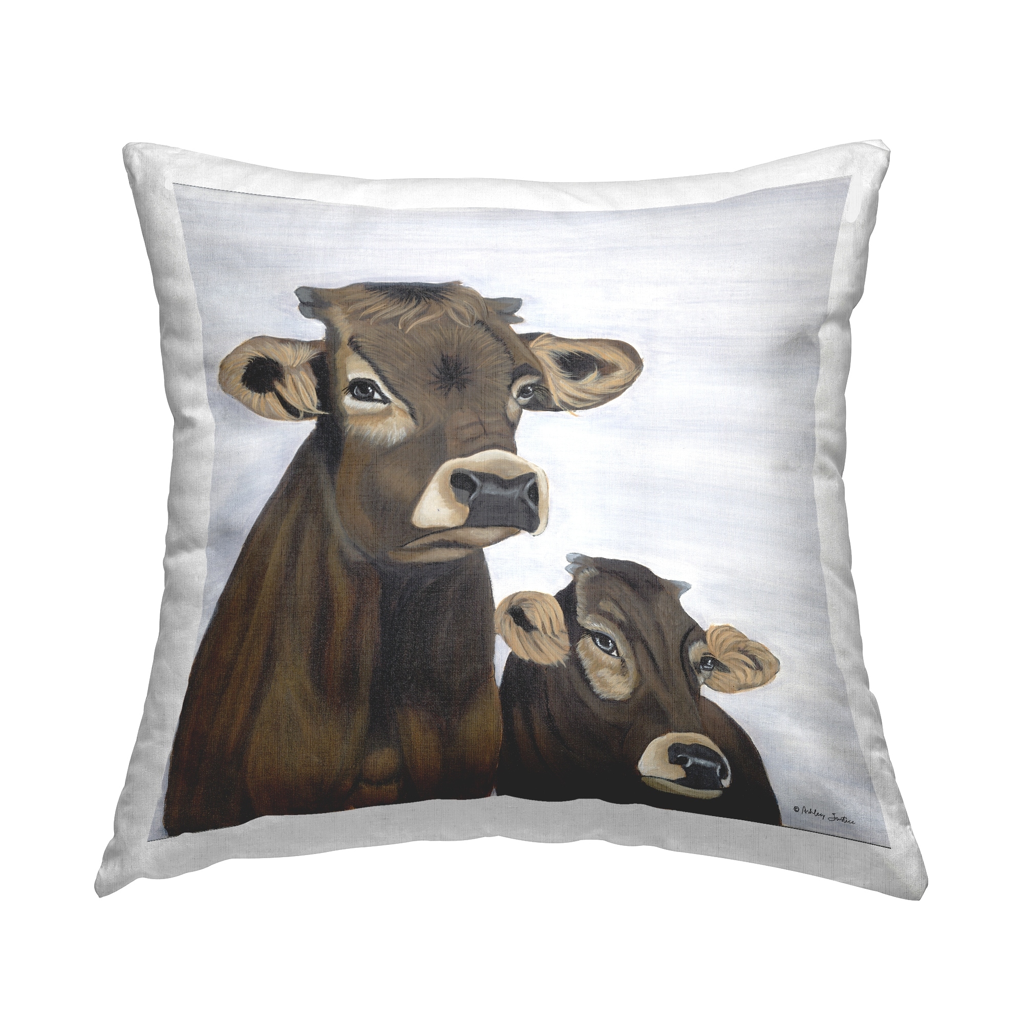 Stupell Brown Country Farm Cows Printed Throw Pillow Design by