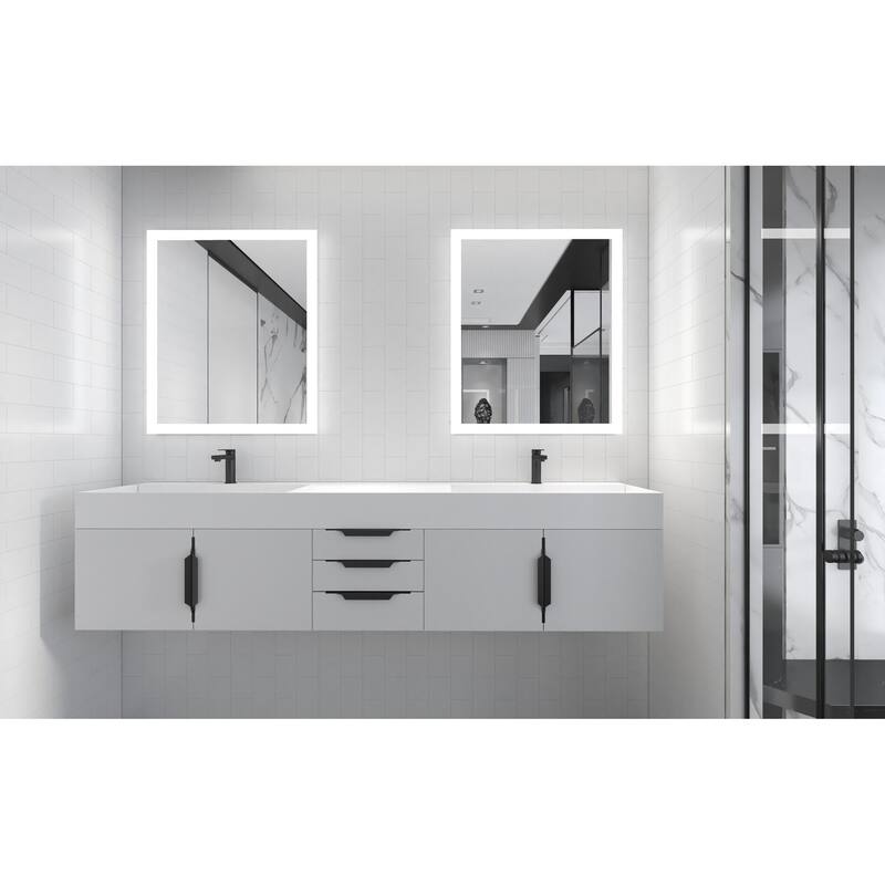 Amazon 84" Wall Mounted Double Bathroom Vanity Set w/ White Top