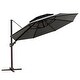 preview thumbnail 20 of 36, VredHom 11.5 Ft Outdoor Double Top Cantilever Umbrella with Cross Stand Dark Grey