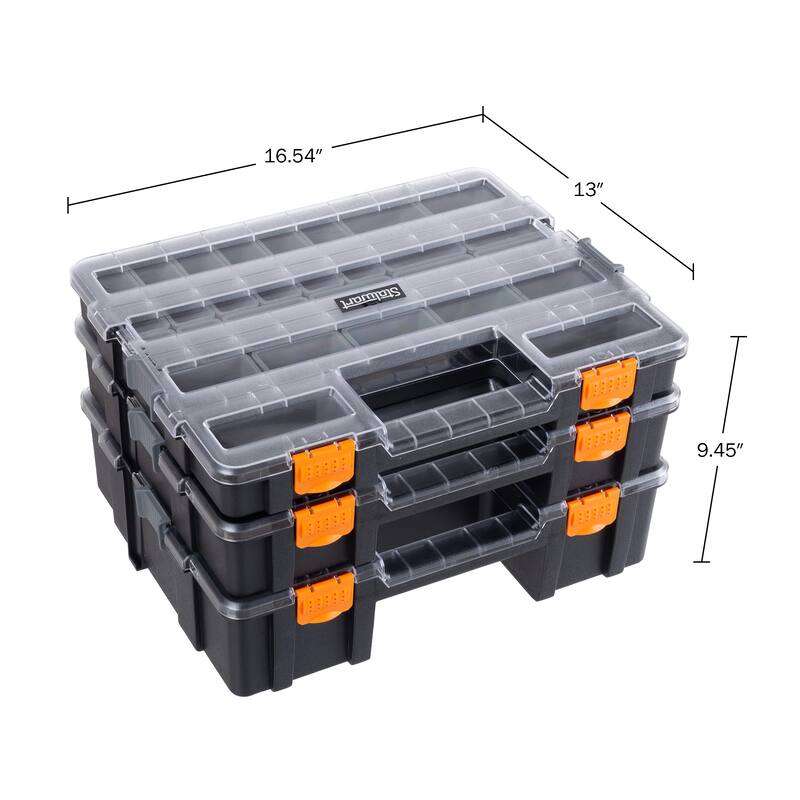 Tool Box Organizer - 3-in-1 Portable Parts Organizer with 52 Customizable Compartments by Stalwart (Gray)