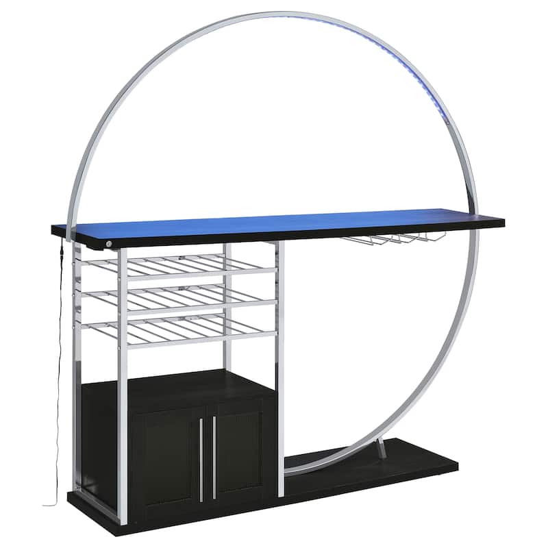 Risley 2-door Circular LED Home Bar with Wine Storage