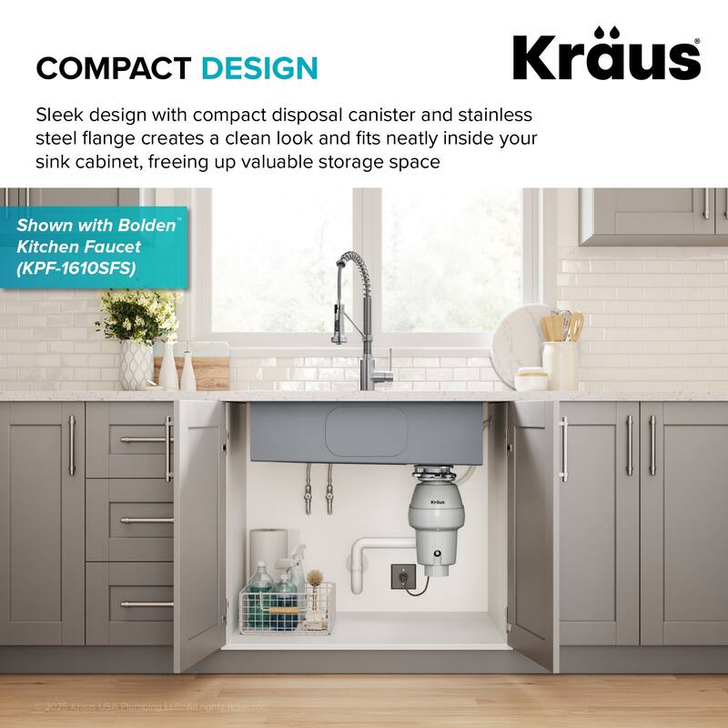 KRAUS WasteGuard Continuous Feed Garbage Disposal for Kitchen Sinks