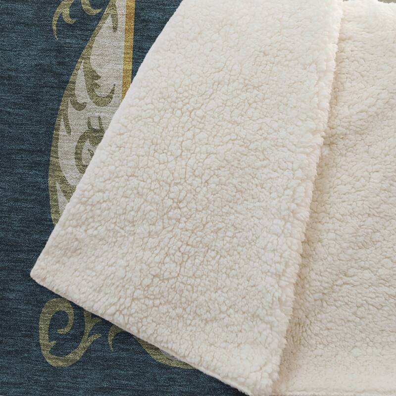 Premium Machine Washable ASB159 Farmhouse Sherpa Throw Blanket