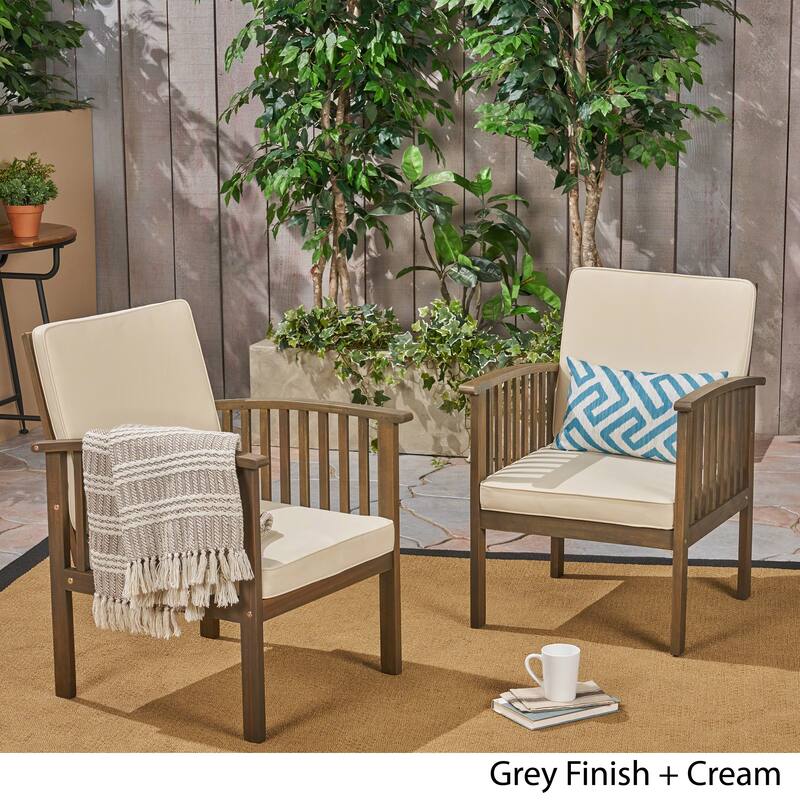 Casa Acacia Outdoor Acacia Wood Club Chairs(Set of 2) by Christopher Knight Home