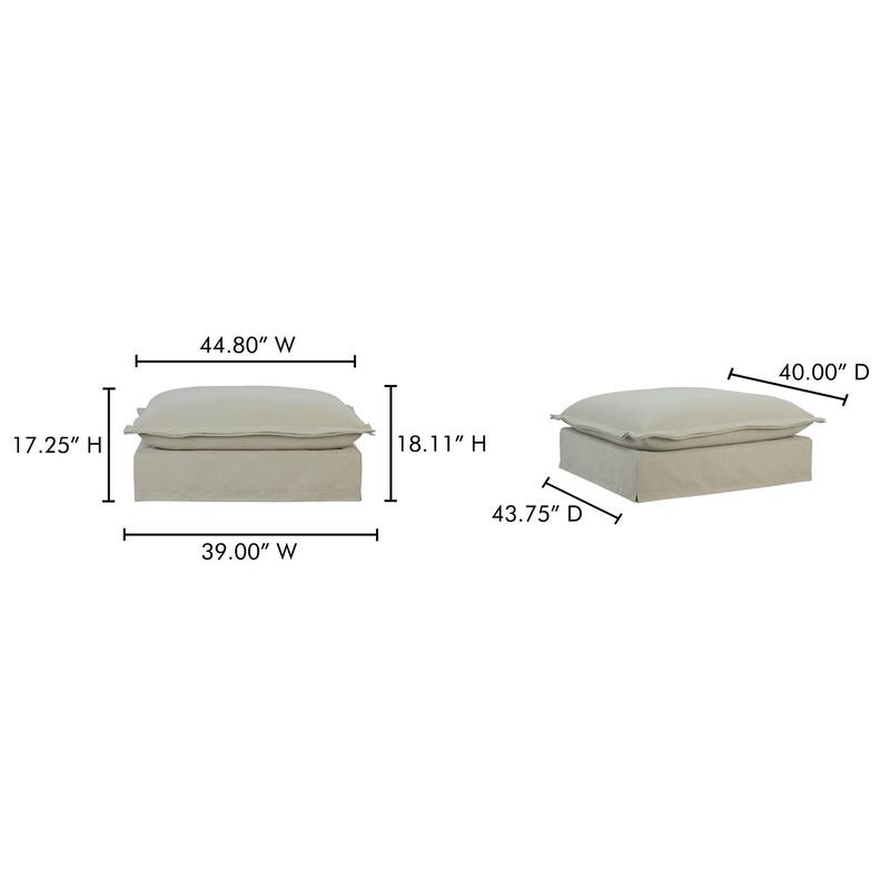 NADAAL STUDIOS Morgan, Ottoman With Livesmart Performance Fabric