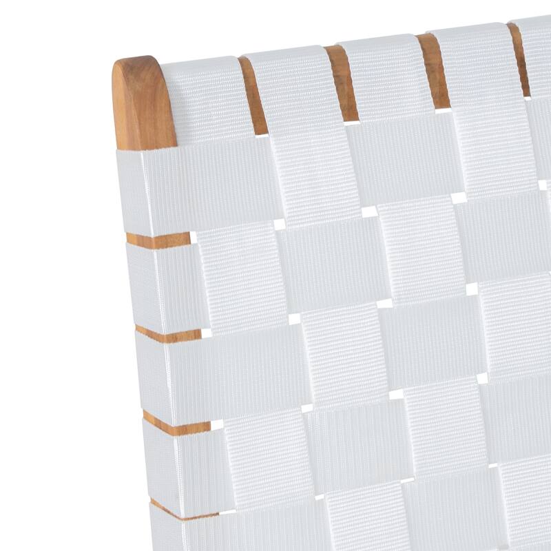 Outdoor Acacia Wood and Rope Weave 3 Piece Chat Set, White and Teak