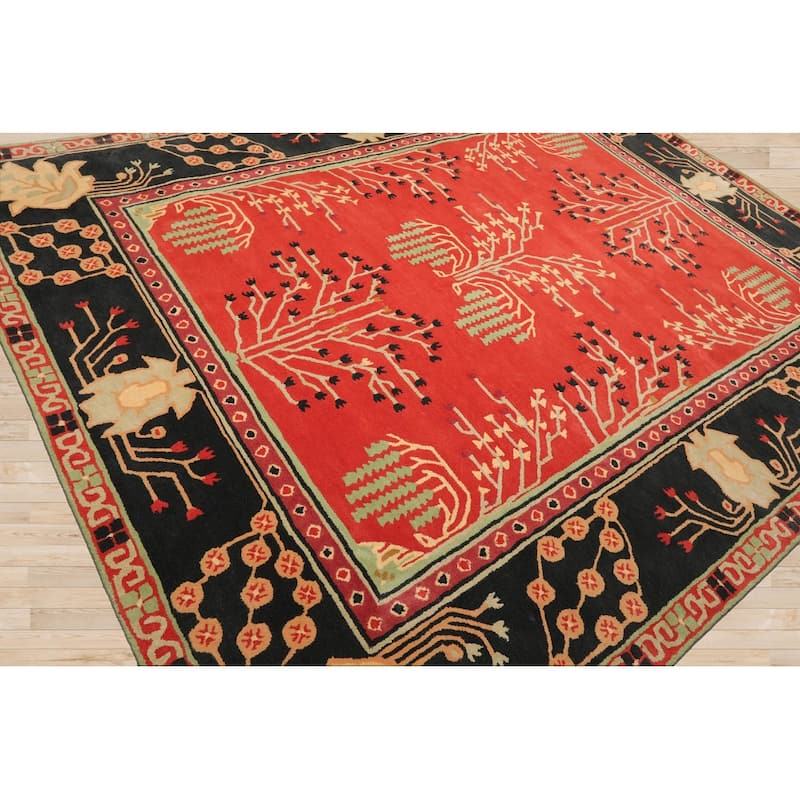 Hand Tufted Transitional Oriental Rug Multi Coral Wool Art & Crafts