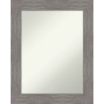 Non-Beveled Wall Mirror - Pinstripe Plank Grey Frame