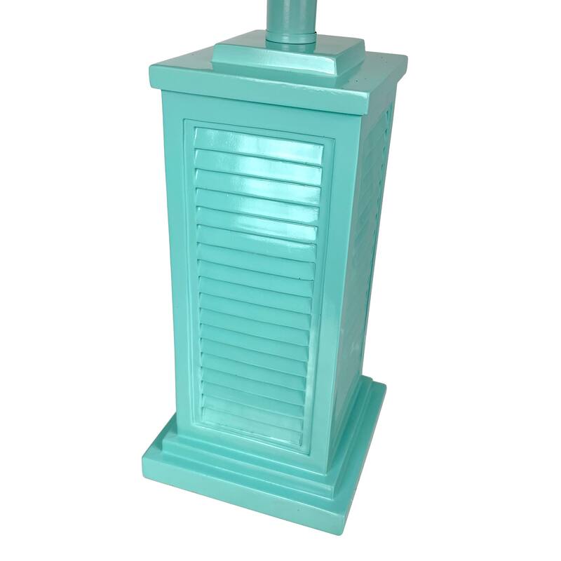 Seafoam Green Shutter Table Lamp 24In Glossy Base 120V 60W Coastal Decor - 24.25 X 13 X 13 inches