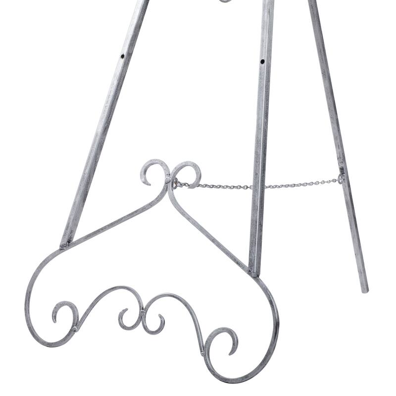 Gray Metal Large Adjustable 3 Tier Scroll Display Easel with Chain Support