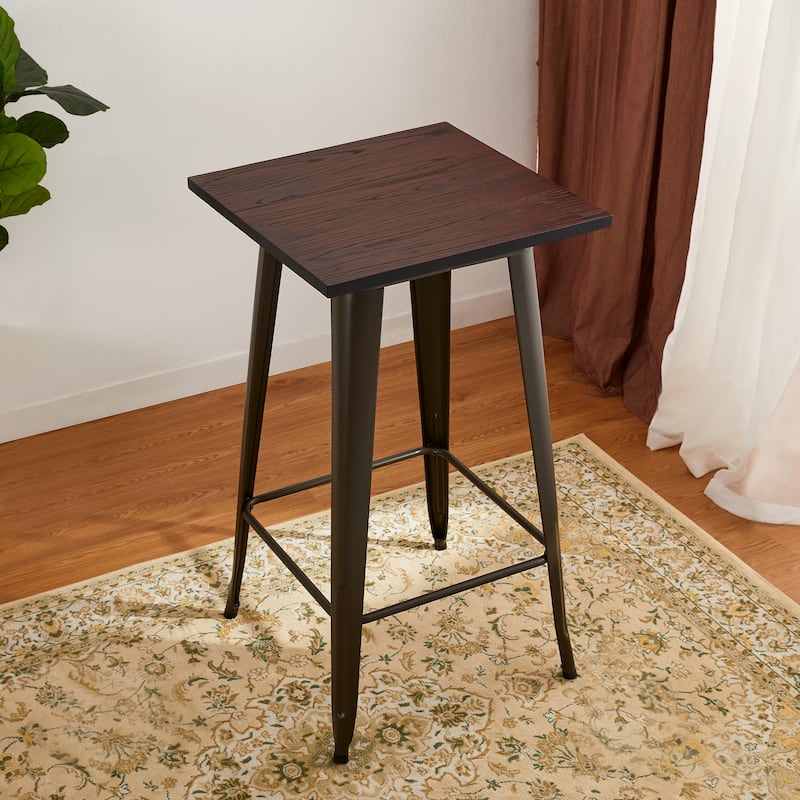 Glitzhome 41"H Industrial Modern Square Wood Top Bar Height Pub Tables