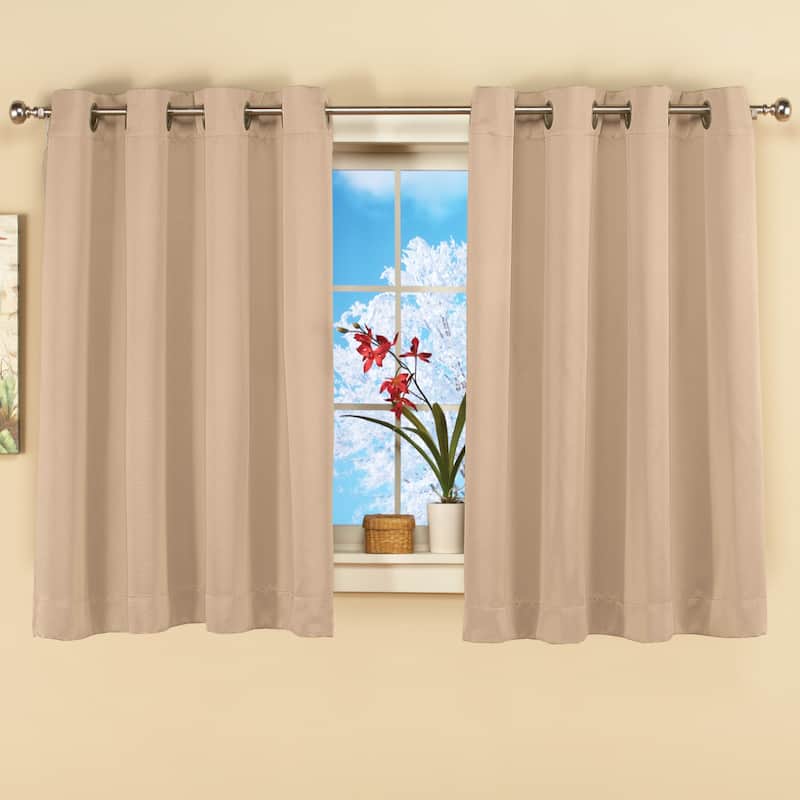 Short Blackout Window Curtain Panel with Easy Open-Close - Taupe - 56" x 54" - 54 Inches