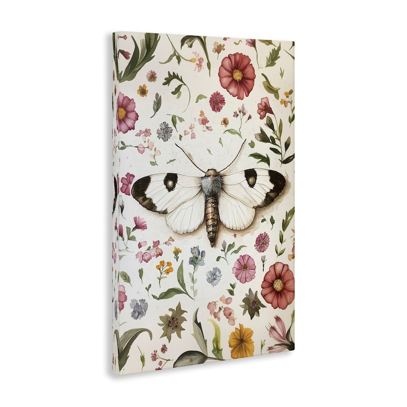 Stupell White Moth & Botanicals Canvas Wall Art Design By The Dutch Lady