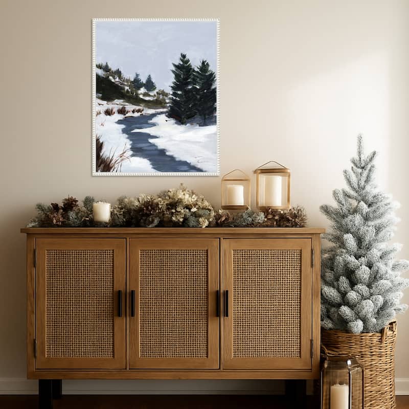 Winter Trails by Pamela Munger (23 x 28 in.), Framed Canvas Wall Art Print - Sylvie Beaded White