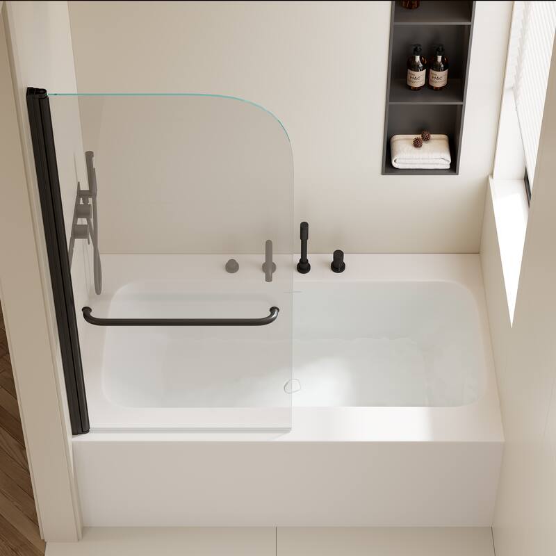 Rise and down rotation shaft door Shower Doors - Black