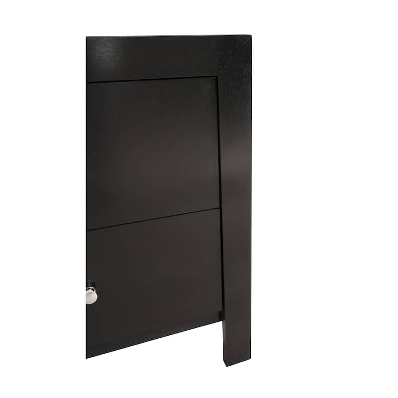 Black Nightstand 25x22x17 with Two Drawers, Compact Bedside Table for Storage and Sleek Modern Bedroom Accent Furniture