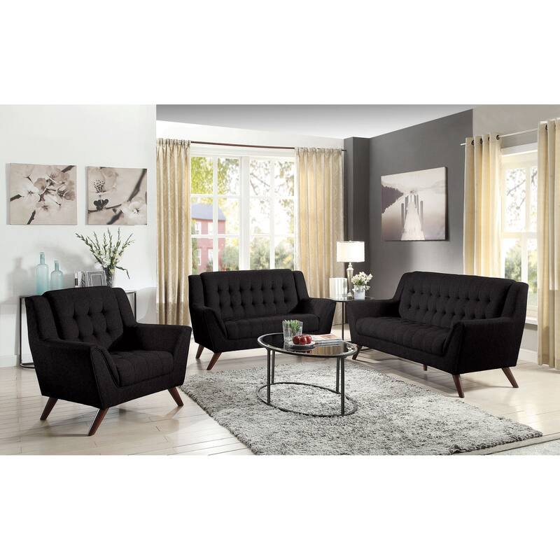 Delaney Mid-century Modern Black 3-piece Living Room Set - Overstock ...