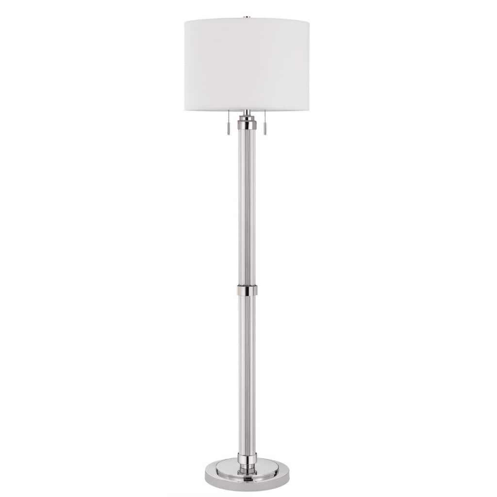 60'' Contemporary Traditional Floor Lamp with Polished Chrome Steel Base and White Rectangular Linen Shade - 16" x 16" x 60"