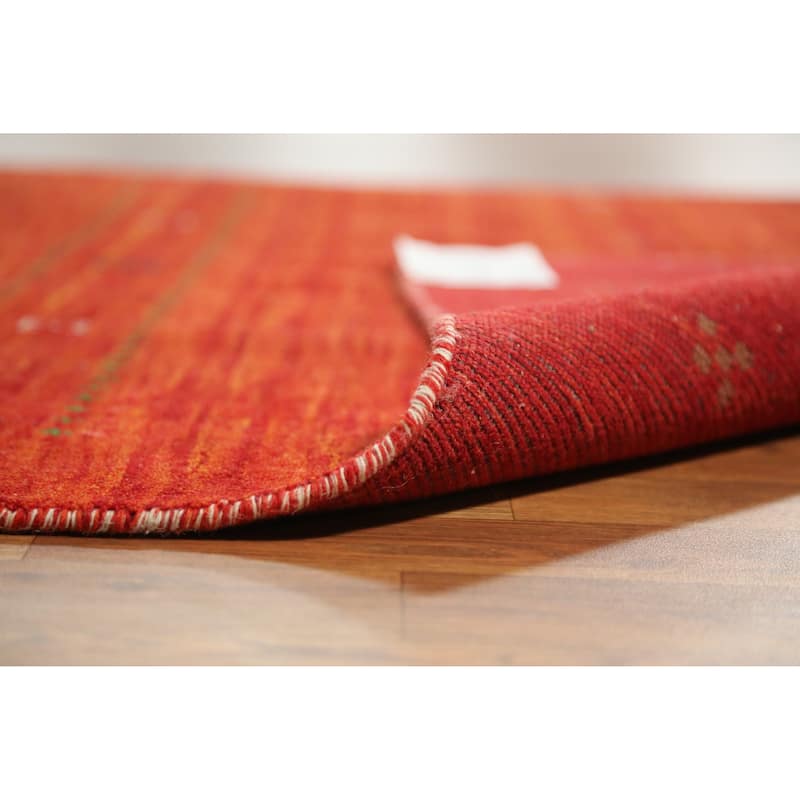 Modern Tribal Gabbeh Indian Rug Handmade Orange Wool Carpet - 4'6" x 6'4"