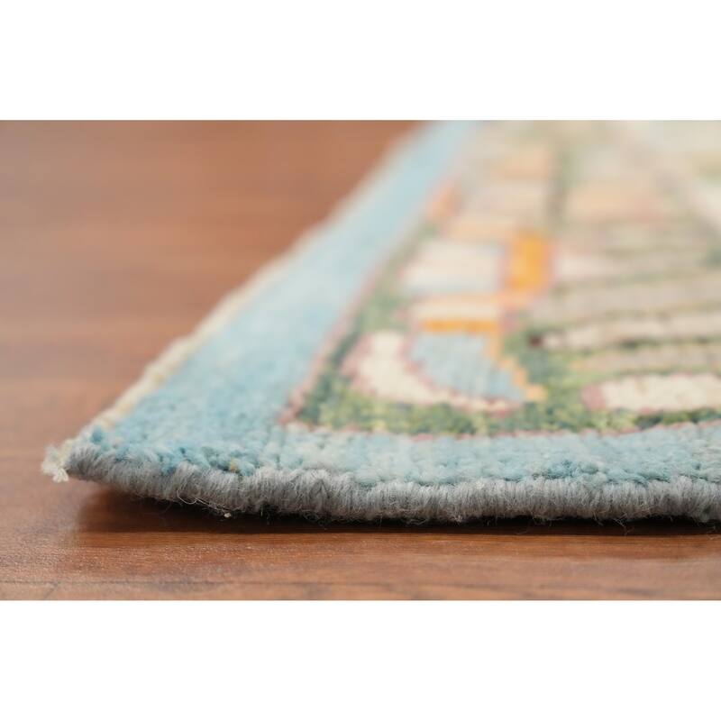 Hand Knotted Oriental 100% Wool Carpet Transitional Geometric Beige & Ivories Oushak Area Rug - 9' 11'' X 10' 1''
