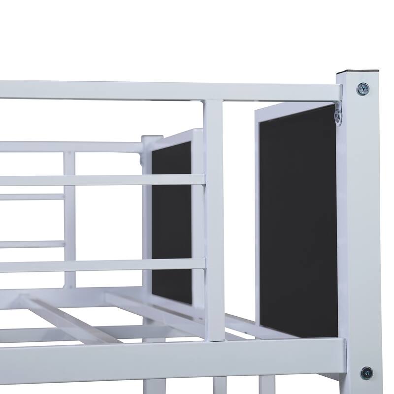 Full-over-full bunk bed modern style steel frame bunk bed with safety rail, built-in ladder for bedroom,dorm,adults