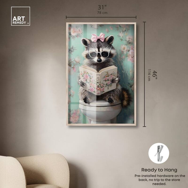 Petite Floral Toilet Raccoon Shadowbox by Art Remedy
