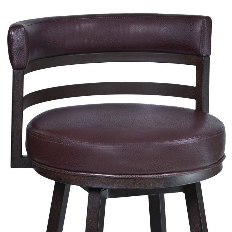 30 Inch Swivel Bar Stool Chair, Vegan Faux Leather Curved Back - 21L x 20W x 39H inches