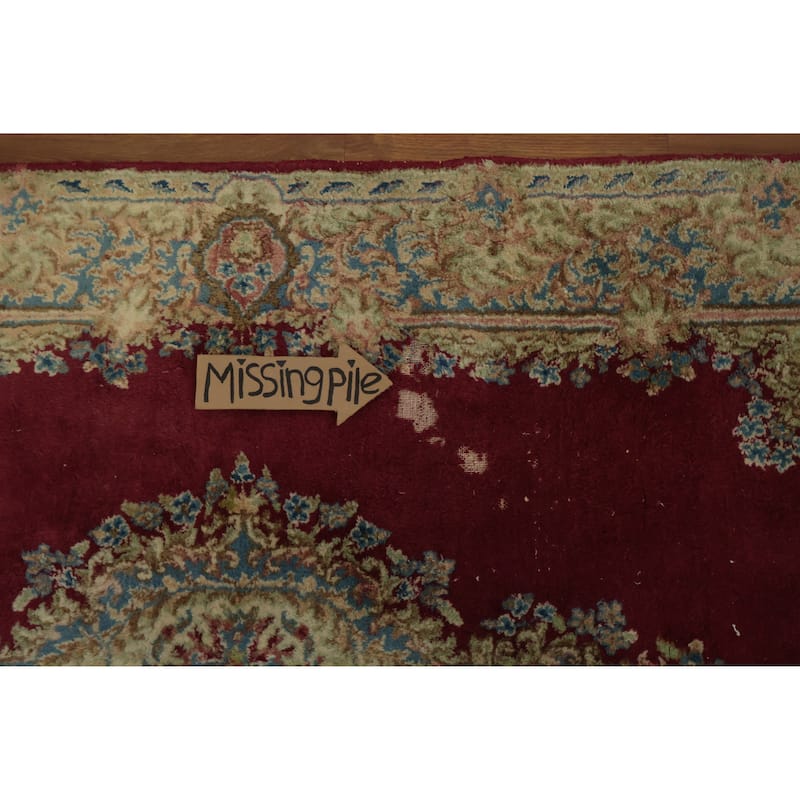 Hand Knotted Oriental 100% Wool Carpet Traditional Floral Red Kerman Area Rug - 6' 8'' X 4' 0''