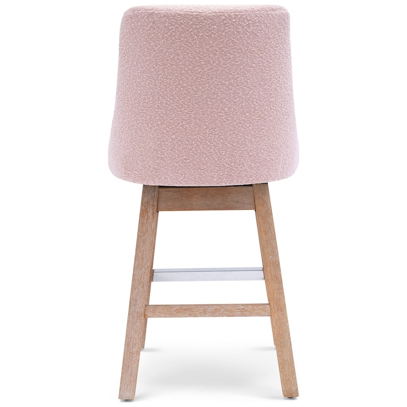 Boucle Polyester Upholstered Swivel Counter Stool - Foot Glides (Set of 2)