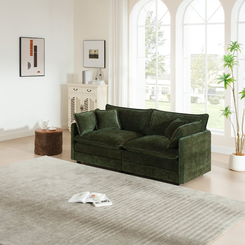 Cloud Chenille Upholstered Modular Sectional Sofa with DIY Combination Design