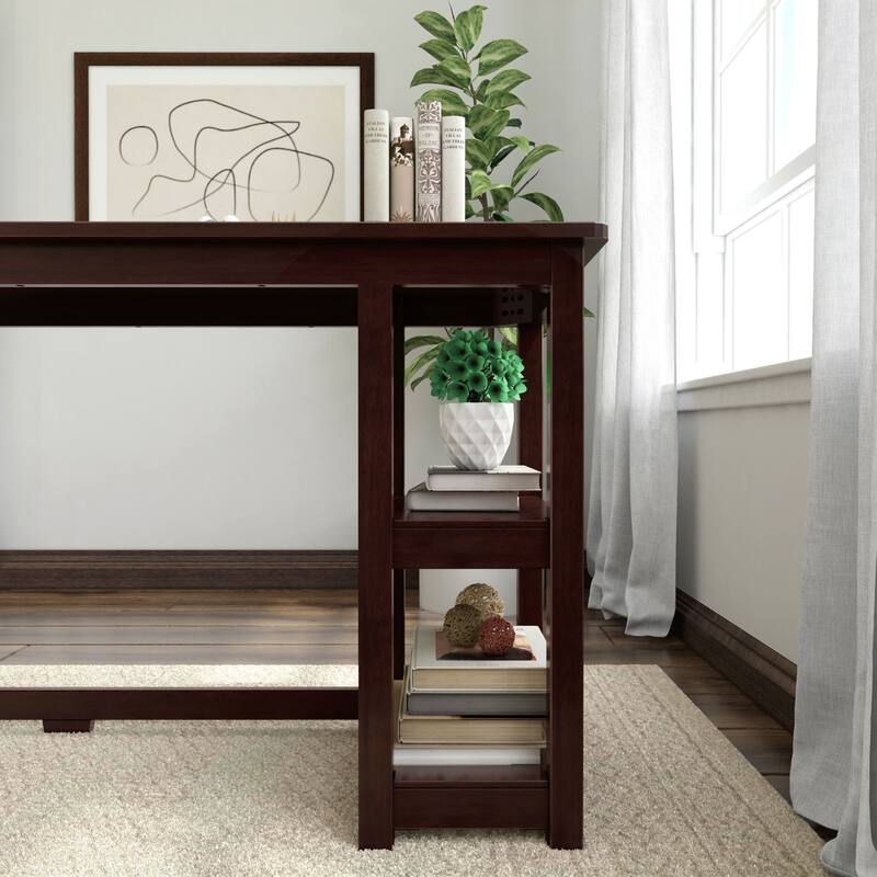 Plank and Beam Desk with Bookshelves