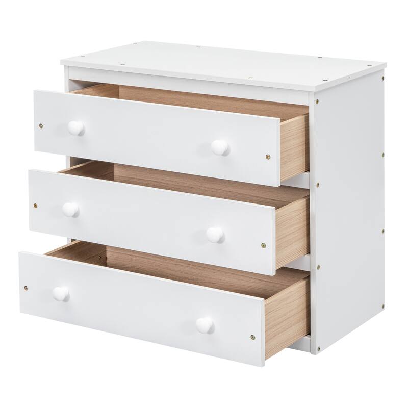 Space-Saving Full Loft Bed with Retractable Desk, Storage Stairs & 3 Drawers, White