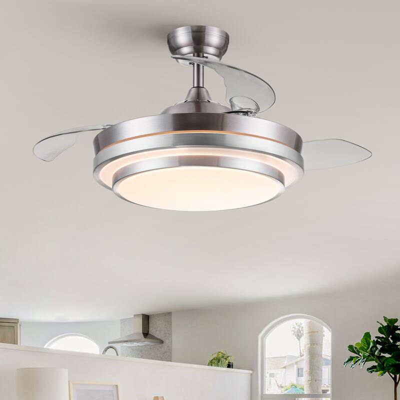 42" 48'' Smart Retractable White Ceiling Fan Light with Remote and APP Control