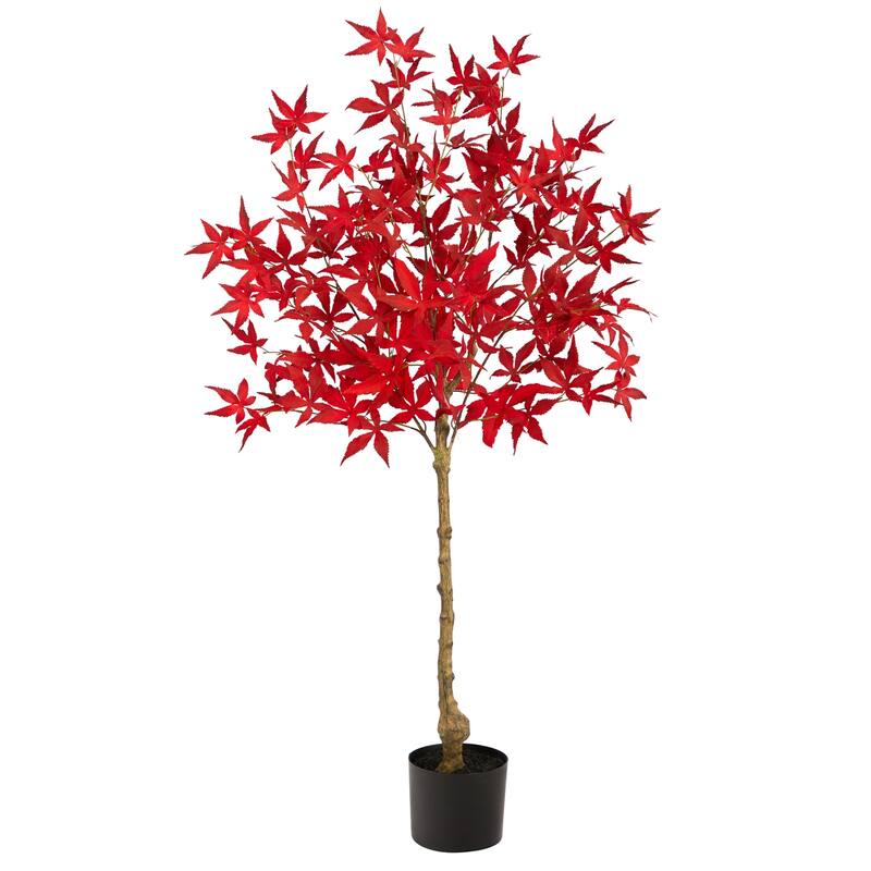 Artificial Maple Tree 4ft - Fall Foliage Decor Indoor Outdoor Accent Tree - Green - 51-60 Inches