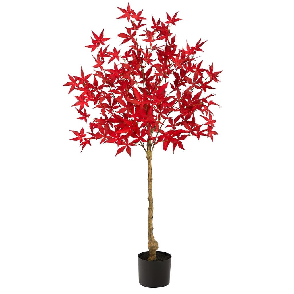 Artificial Maple Tree 4ft - Fall Foliage Decor Indoor Outdoor Accent Tree - Green - 51-60 Inches