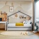 preview thumbnail 36 of 43, Twin Size Wooden House Bed with Twin Trundle with Roof for Kids