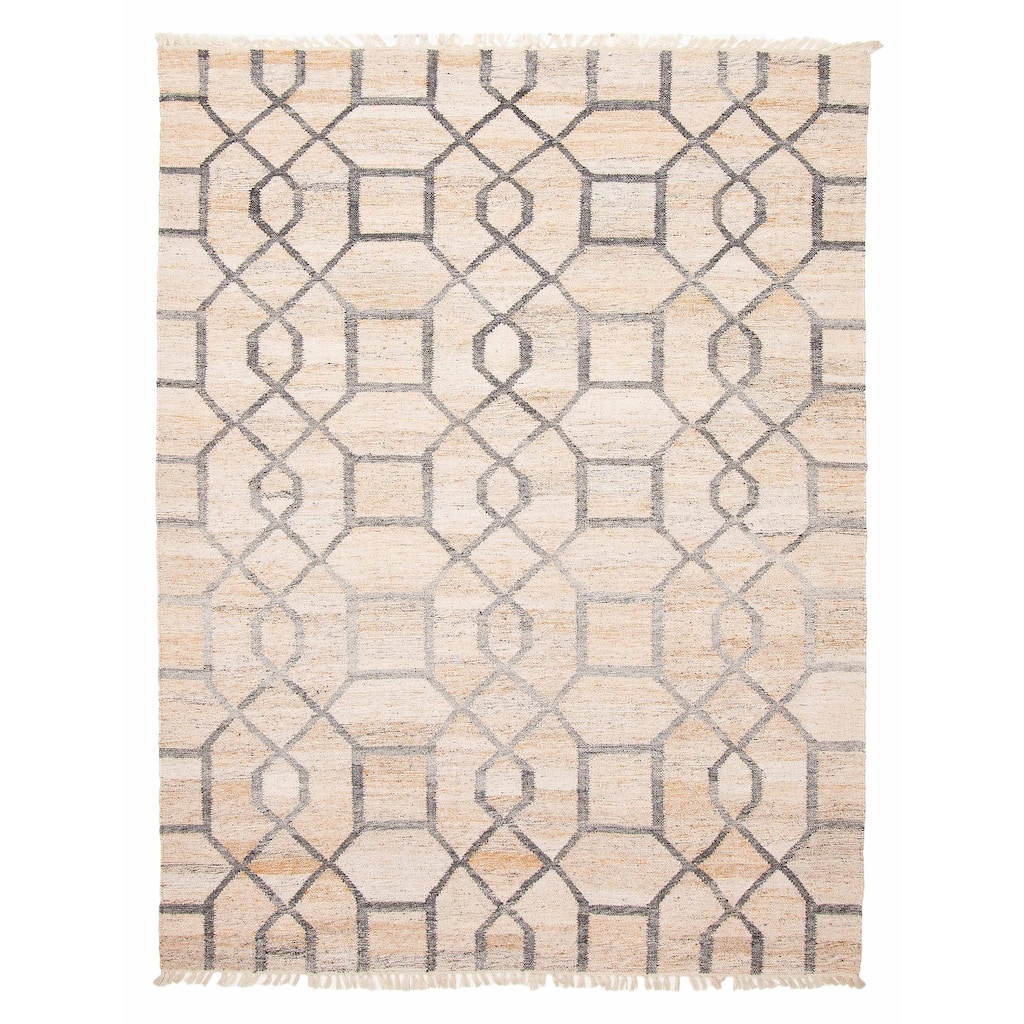ECARPETGALLERY Flat-Weave Ankara FW Beige Wool Kilim - 5'6 x 7'7