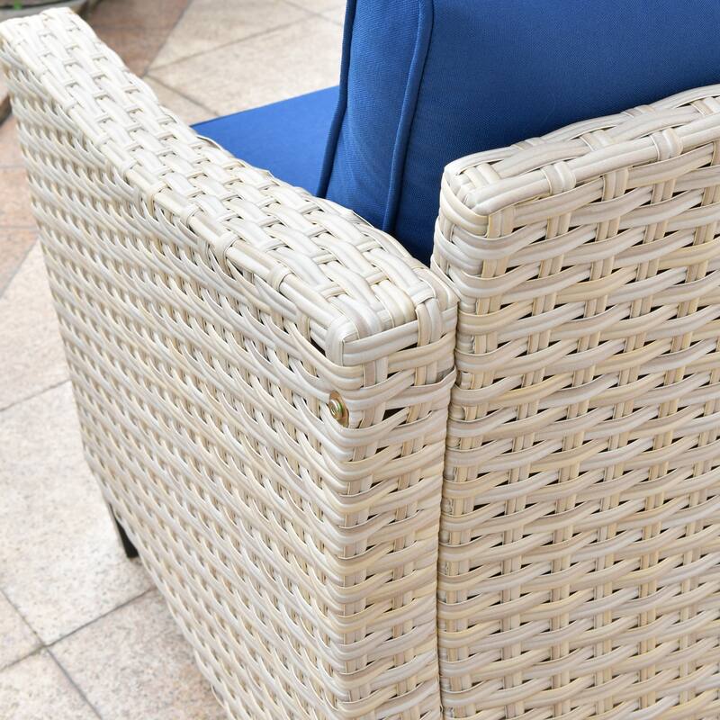 HOOOWOOO 8-piece Wicker Patio Furniture Conversation Set with Fire Pit Table
