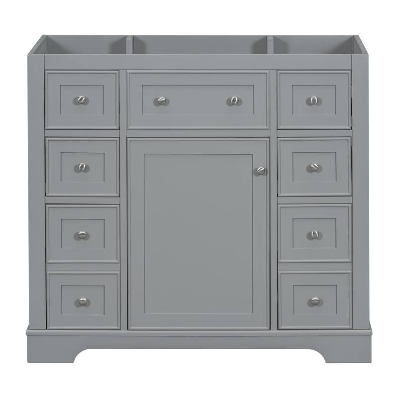 36 Inch Bathroom Vanity Base without Sink, Bathroom Storage Cabinet with 6 Drawers and Cabinet Storage
