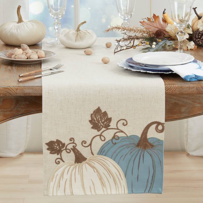 Linen Blend Pumpkins Table Runner - 16"x70"
