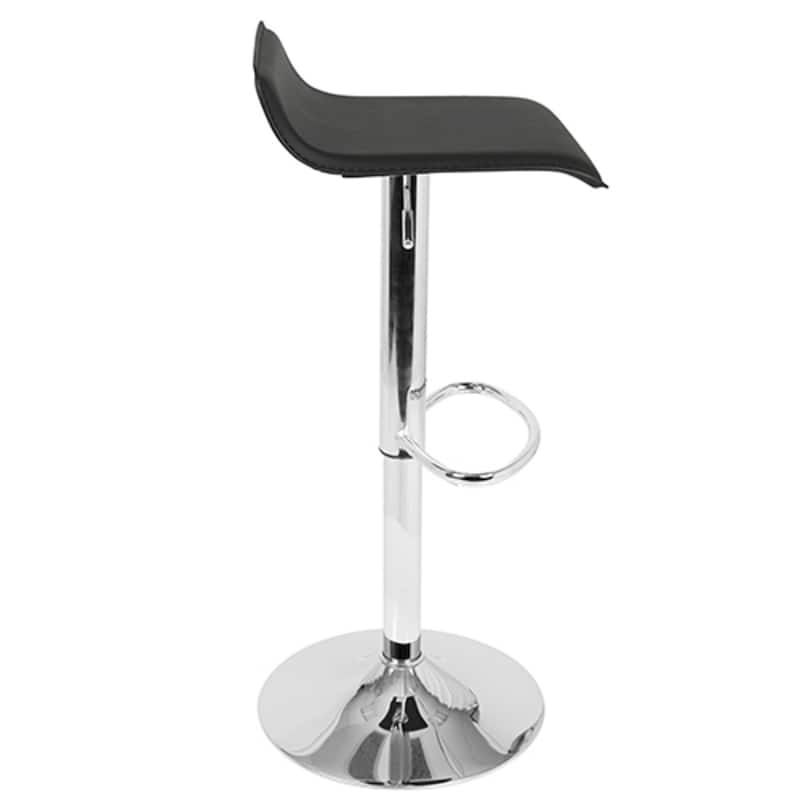 Set of 2 Black Faux Leather Metal Indoor Bar Stools, 34.75"