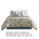 7 Piece Queen Comforter Set with Printed Damask Pattern, Green and White