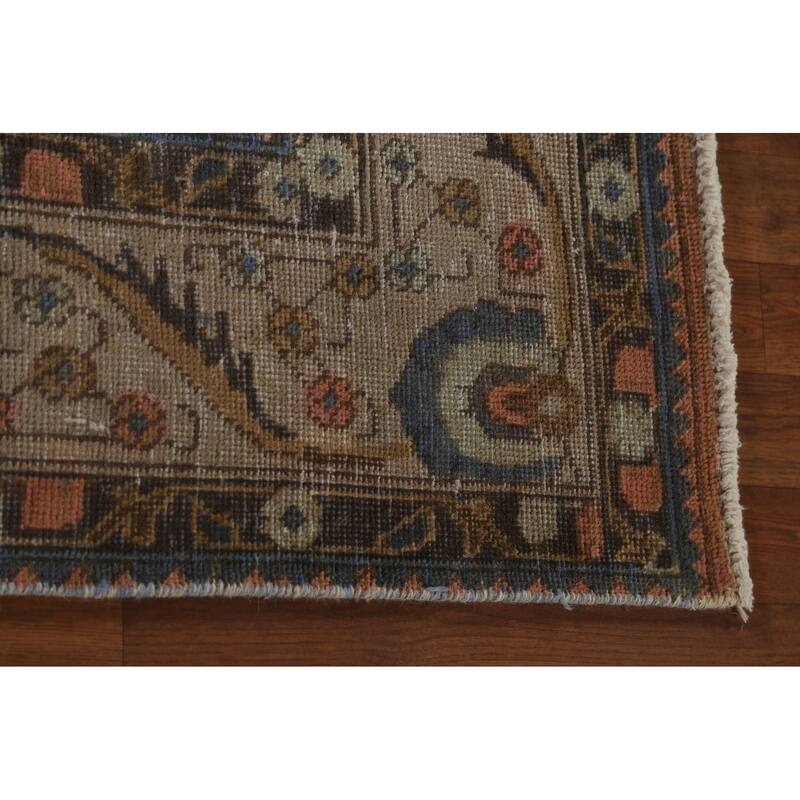 Over-Dyed Brown Tabriz Persian Vintage Rug Hand-Knotted Wool Carpet - 6'5"x 9'9"