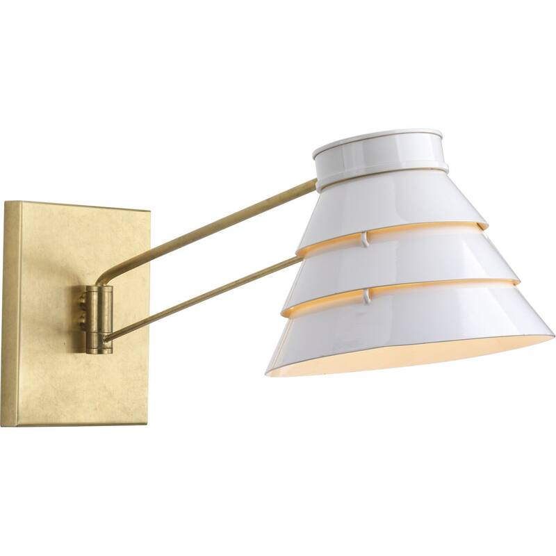 POINT DUME® Onshore Collection Brushed Brass Swing Arm Wall Sconce - 8.875 in x 22.5 in x 11.75 in