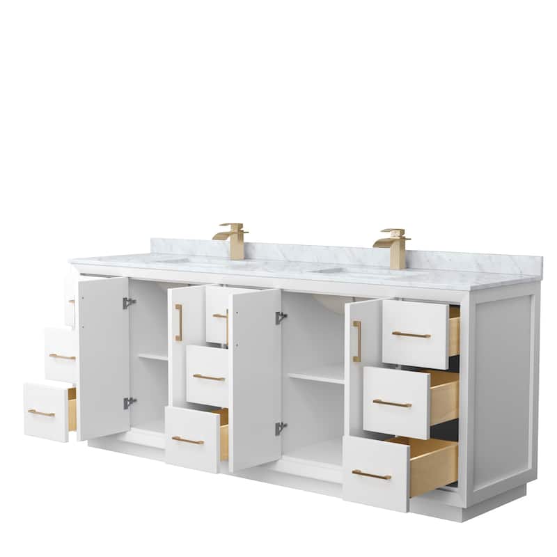 Strada 84-Inch Double Vanity Set, Carrara Marble Top